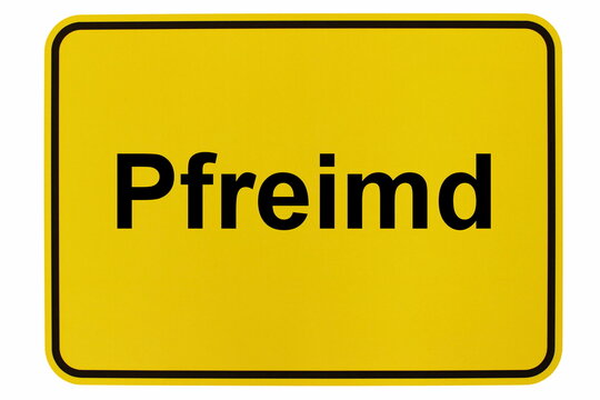 Illustration eines Ortsschildes der Stadt Pfreimd