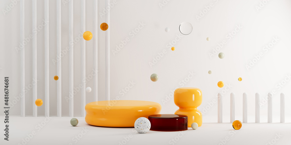 Aufkleber 3d rendering levitating platform studio display scene studio background with podium. show space for 