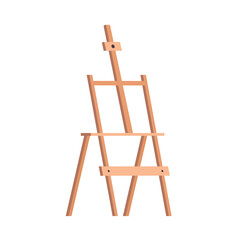 Wooden easel. Canvas stand for a painting. Iinventory is artistic. Vector illustration in a flat style.