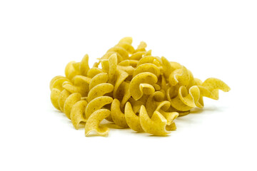 Whole wheat pasta isolated on white background