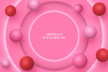 3D pink realistic spheres, shade abstract vector background, pink background.