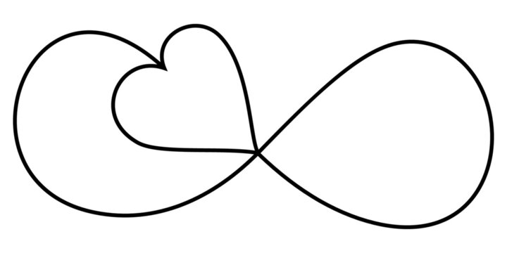 Single infinity love line art on an isolated white background