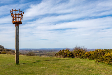 A fire beacon in the South Downs near Black Cap