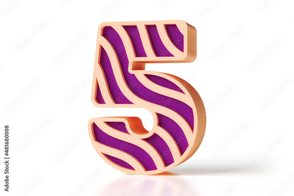 Poster 3d wavy font with relief. digit number 5 great for sales advertisements and offers. high quality 3d 