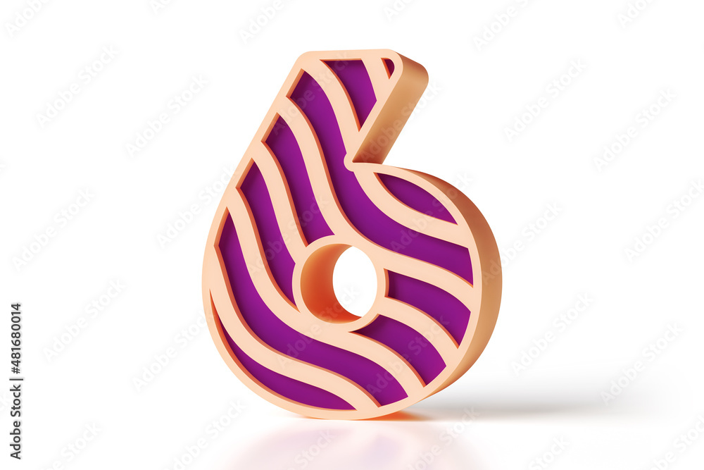 Poster 3d wavy typeface with relief. digit number 6 great for headers, posters, advertisements or web proje