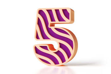 3D wavy font with relief. Digit number 5 great for sales advertisements and offers. High quality 3D rendering.