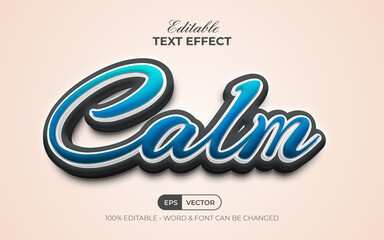 Calm text effect blue style. Editable text effect.