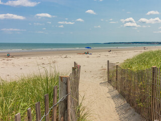 Beach path overlooking beach on a beautiful sunny day