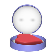 There is a heart in a jewelry box.