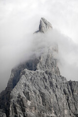 View of majestic massif of Pale di San Martino in San Martino di Castrozza, Italy
