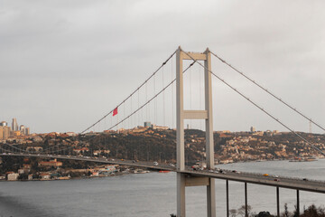 A very beautiful Istanbul bosphorus and bridge view in sunrise. Morning light.