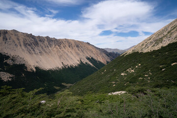 Magical view of the vast valley, green forest and mountains. 