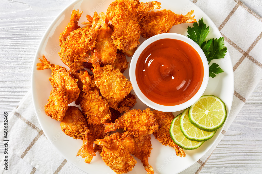 Canvas Prints crispy fried butterfly shrimp on a white plate