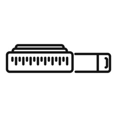 Cloth measurement tape icon outline vector. Machine clothing