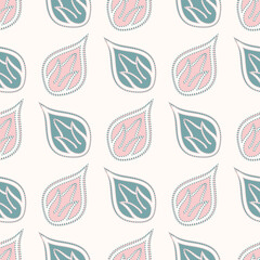 Modern abstract stylized scattered petals background. Seamless vector pattern. Decorative floral isolated blossoms in pink, teal, white, backdrop. Hand drawn botanical flora repeat. All over print