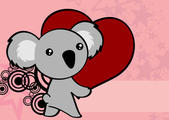 kawaii valentine koala cartoon holding red heart background in vector format