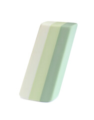 New bright eraser isolated on white. School stationery