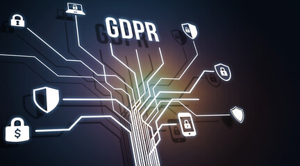Internet, business, Technology and network concept. Cyber security data protection business technology privacy concept. 3d illustration