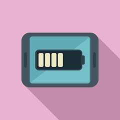 Tablet low battery icon flat vector. Mobile broken