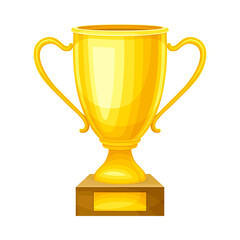 Shiny golden trophy champion cup vector illustration on white background