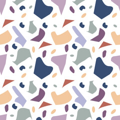 Vector seamless pattern with abstract pieces isolated on white background for fabrics, paper, textile, gift wrap, invitations, greeting cards, business card