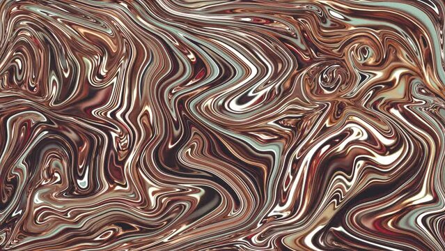 Liquid gold metal slow motion background. Abstract relaxing 3d render of golden texture