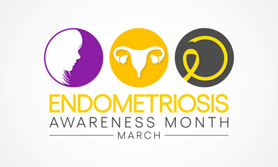 Endometriosis awareness month is observed every year in March, is a painful condition where endometrial tissue grows outside the uterus. Vector illustration