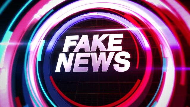 Fake News with blue and red circles, business, corporate and news style background