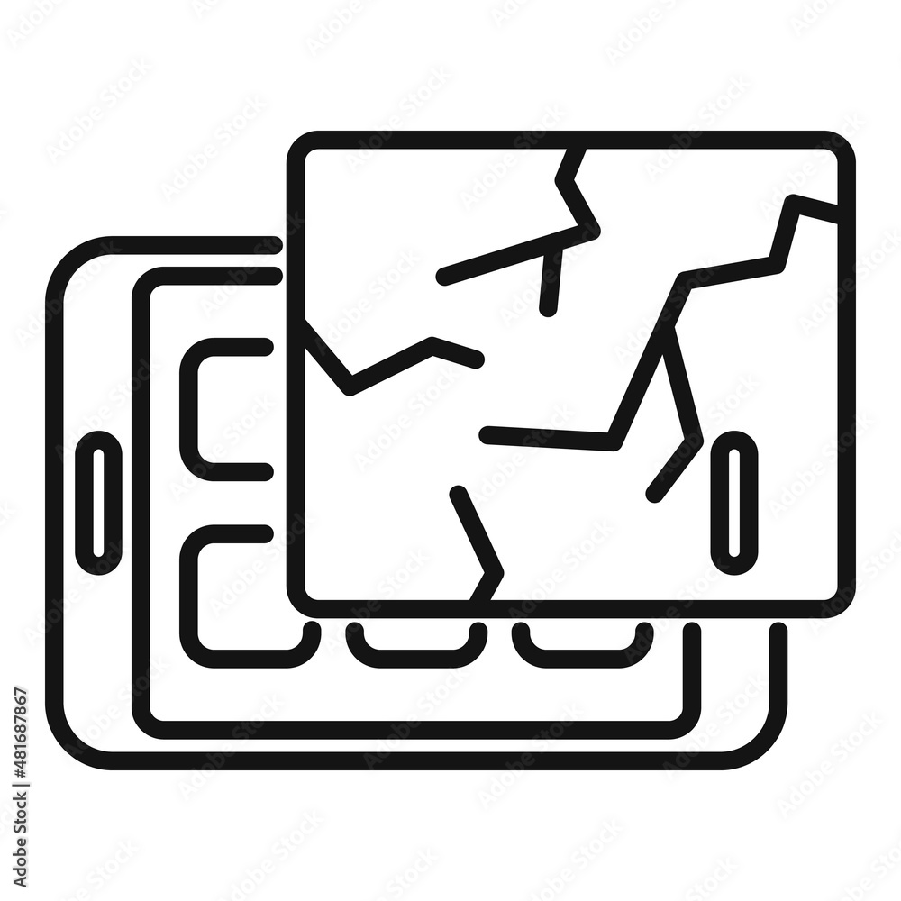 Poster tablet screen replace icon outline vector. phone mobile