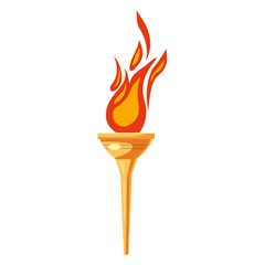 Torch with flame cup, symbol sport games. Icon vector