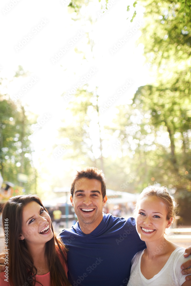 Canvas Prints They have a fantastic friendship. A group of friends having fun together outdoors - with copy space.