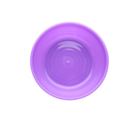 Plastic plate isolated on white, top view. Serving baby food