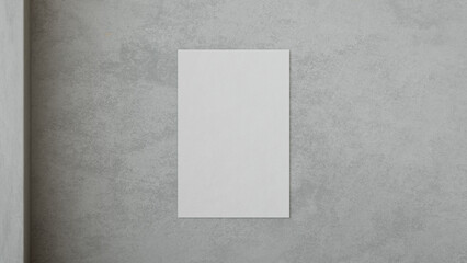 white blank vertical rectangle poster mockup with concrete wall background. Minimal mock-up