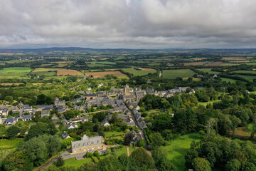 Fototapeta na wymiar aerial view on the french village of Locronan
