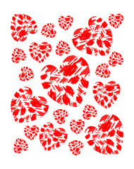 Watercolor hearts drawn with a brush. Simple, minimalist holiday greeting card.