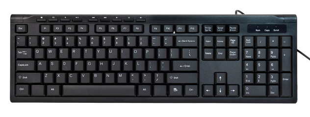 Generic black computer keyboard. Isolated.