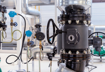 Shut-off valves in the water supply system at the gas boiler room. Regulating valve.