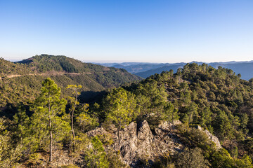 Fototapeta premium Vue sur les montagnes des Cévennes depuis le Signal Saint-Pierre (Occitanie, France)