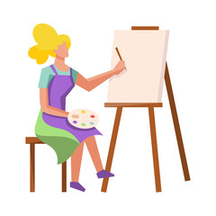 Isolated woman paint draw people activities vector illustration
