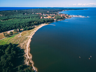 Fototapeta premium Aerial view of Nida in the curionian split, Lithuania