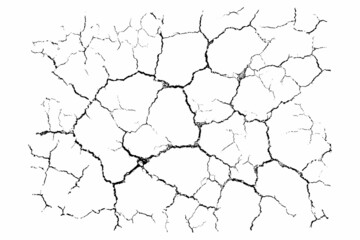 Natural cracks background. Vector overlay texture of cracked surface. One color graphic resource.