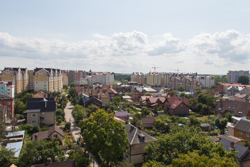 Aerial view on the city from water tower, Zelenogradsk, Russia.