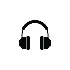 Fototapeta na wymiar Headphones vector icon. Black silhouette of the symbol, isolated on white background.
