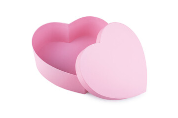 pink heart shaped gift box isolated on white background