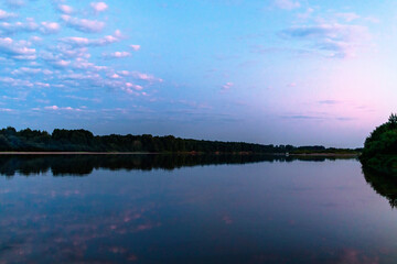 Fototapeta na wymiar calm vyatka river at sunset on a summer evening