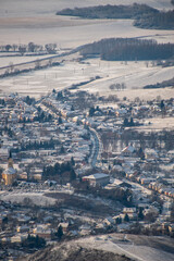 Fototapeta premium aerial view of the city of winter