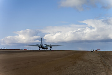 Fototapeta na wymiar Aircraft on the runway.