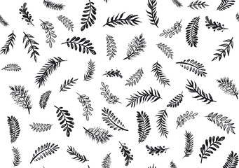 Branches collection hand drawn, vector.	