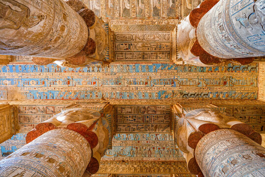 Dendera, Egypt ; January 5, 2021 - Dendera Temple interior, Ancient Egypt	