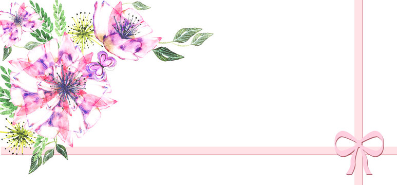 Banner con cornice di fiori e spazio per il testo
